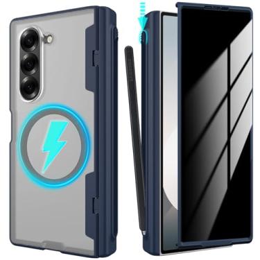 Imagem de YQODSZ Capa magnética para Samsung Galaxy Z Fold 6 com protetor de tela de privacidade e suporte para caneta S, capa anti-espião com tudo incluso com proteção de dobradiça compatível com capa Magsafe
