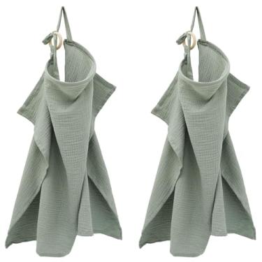 Imagem de ZFLYCANP Capa de amamentação de algodão com 2 peças, capa macia e respirável para amamentação, avental de amamentação, cobertura multiuso para assento de carro