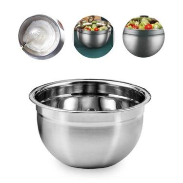 Imagem de Tigela Bacia Mixing Bowl Aço Inox Multiuso Salada Bolo 18 cm - Super b