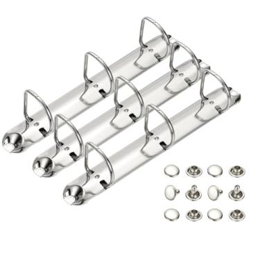 Imagem de PATIKIL A5 Mecanismos de fichário de 3 furos, conjunto de 3 conjuntos de 2,5 cm D para fichário de substituição de anéis D de 2,5 cm, espinhas soltas para organizadores, acessórios de pasta de
