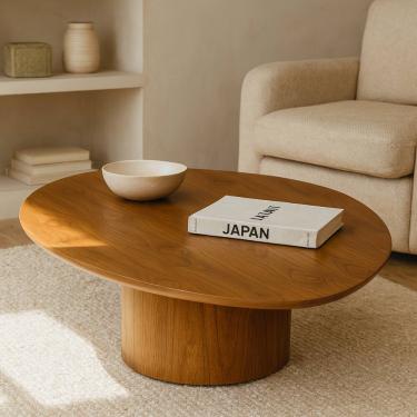 Imagem de Mesa de Centro orgânica Laminado Amadeirado Para Salas Luxo