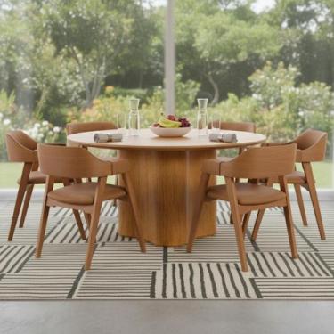 Imagem de Conjunro Jantar Mesa Palmas Redonda c/ 6 Caderias Linha Alta - LCN Móv