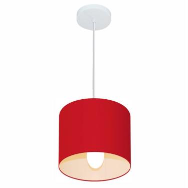 Imagem de Lustre Pendente Cilíndrico Md-4046 Cúpula Em Tecido 18x18cm Bordo - Bivolt
