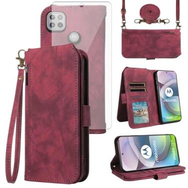 Imagem de Asuwish Capa de celular para Motorola Moto One 5G Ace/G G5 2021 capa de celular carteira com protetor de tela de vidro temperado alça flip compartimento para cartão MotoOne 1 One5G UW Ace 6.7 XT2113-3