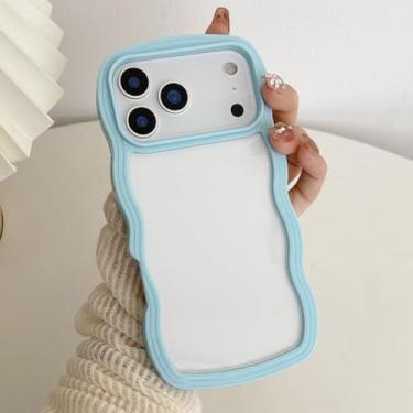 Imagem de QLTYPRI Capa compatível com iPhone 17 Pro, linda moldura ondulada encaracolada transparente para meninas e mulheres, capa protetora de silicone TPU macio transparente à prova de choque para iPhone 17