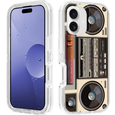 Imagem de FVAENDHIO Capa para iPhone 17, híbrida 3 em 1 resistente [grau militar] transparente à prova de choque capa protetora de corpo inteiro para iPhone 17 (2025) 6,3 polegadas - Rádio retrô