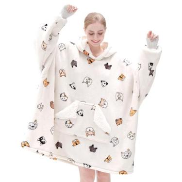 Imagem de Cobertor vestível com capuz Touchat Oversized Sherpa para mulheres