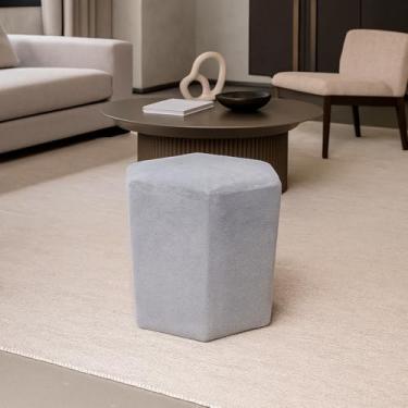 Imagem de Puff Para Sala Decorativo Hexagonal Penteadeira Quarto Closet Dav Premium Tecido Boucle (Cinza)