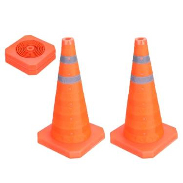 Imagem de PATIKIL Pacote com 2 cones de trânsito dobráveis de 45,72 cm, cones de segurança laranja com colarinho refletivo, cones de cautela para estacionamento, treinamento, prática, emergência na estrada