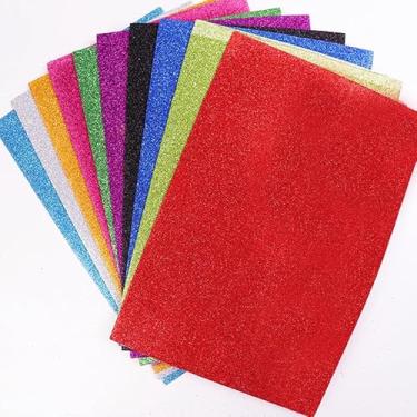 Imagem de JINLYXHUI 10 folhas de esponja de espuma EVA papel colorido brilhante A4 papelão para artesanato, presentes e decorações de álbuns (10 cores aleatórias)