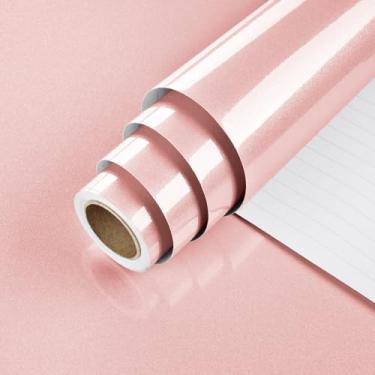 Imagem de Mangoloo Papel de contato rosa brilhante para bancadas papel de parede rosa brilhante para contato com glitter autoadesivo para armários banheiro cômoda mesa vinil filme adesivos de parede