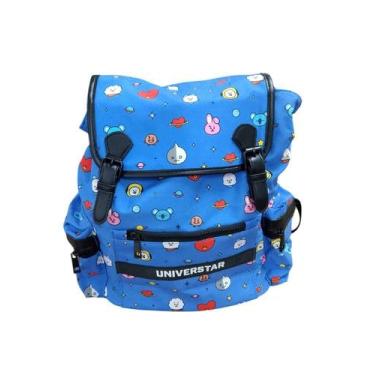 Imagem de Mochila de Costa Infantil Fechamento Tipo Saco Personagens BT21 - Azul