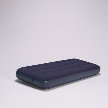 Imagem de Colchão Inflável Solteiro Liso Azul 191x73x22cm com Superfície Aveluda