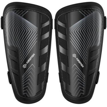 Imagem de Caneleiras de futebol AirsFish Kids Youth com certificação CE pretas