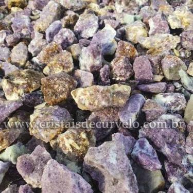Imagem de 01 Kg de Cascalho Bruto de Lepidolita Mica - Tamanhos Variados de 10 a