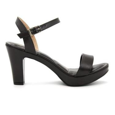 Imagem de Sandália Feminino 411004 Via Uno Salto Alto Grosso Meia Pata Casual, 3