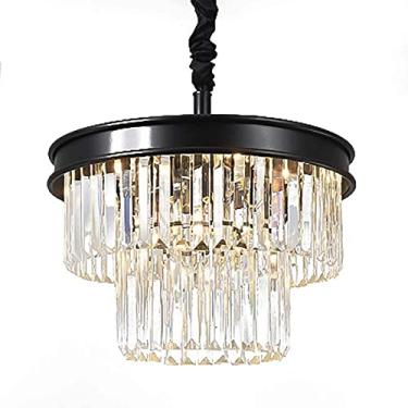 Imagem de Lustre moderno de cristal K9 em formato redondo, iluminação pendente, semi-embutido, ③-Luzes de 6 níveis, compatível com sala de jantar, quarto, sala de estar