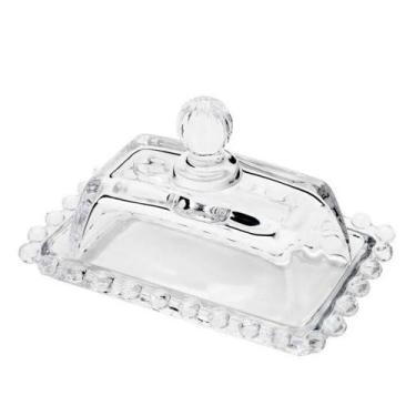 Imagem de Manteigueira de Cristal com Tampa Bolinha Pearl Wolff 14x9cm