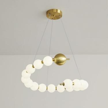 Imagem de Lustre 12 Luzes Moderno Lustre Redondo para Sala de Jantar Leite Branco Cobre Luminária Pendente de Teto Anel LED Lâmpada Pendente para Sala de Estar Quarto Cozinha Hall de Entrada Hotel Esc