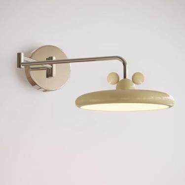 Imagem de Luminária de parede moderna LED com braço oscilante, luminária de parede ajustável para leitura de cabeceira, luminária de parede decorativa em creme cromado, modo de 3 cores, arandelas de a