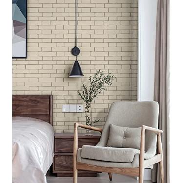 Imagem de Papel de parede de pedra de tijolo descasque e cole, 118 x 17.7 x 0 inches, off-white 17