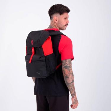 Imagem de Mochila Puma Milan FTBLARCHIVE Preta e Vermelha, Único