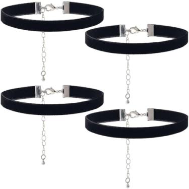 Imagem de SUNNYCLUE 1 caixa, 4 peças, gargantilha de veludo, conjunto de gargantilha preta, estilo gótico fino, estilo boêmio, gargantilhas, gargantilhas, gargantilhas, colares minimalistas, conjuntos de colar