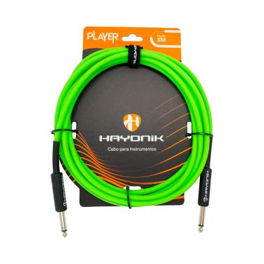 Imagem de Cabo P/ Instrumentos Hayonik Player P10 x P10 Verde 3 Metros - CB0545