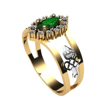 Imagem de Anel Formatura educaçao fisica Ouro 18K Aro Duplo Navete