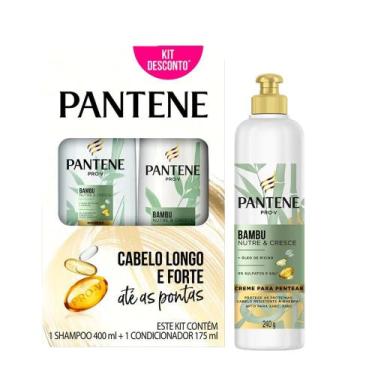 Imagem de Kit Pantene Bambu Shampoo 400ml + Condicionador 175ml + Creme Para Pen