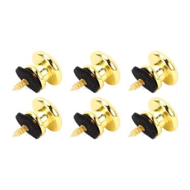 Imagem de Mingzhe Guitar Strap Button Smoothly Iron Guitar End Pins Baixo Elétrico Acústico Clássico, 6pcs (Ouro)