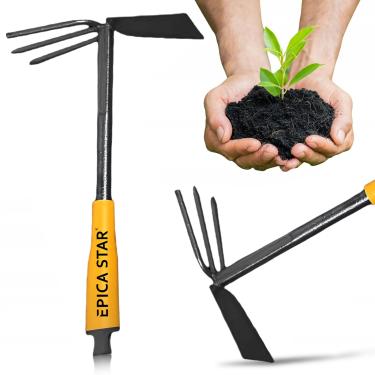 Imagem de Marcelo Nascimento Mini Enxada Dupla de Jardinagem, 15x7cm, Cabo Ergonômico, para Vasos e Hortas