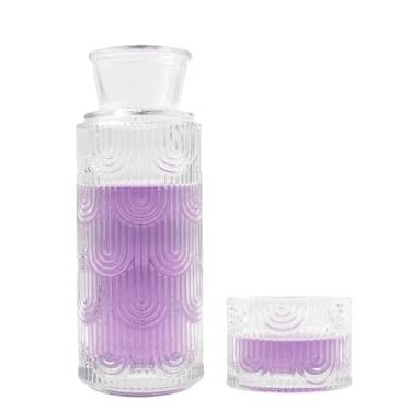 Imagem de Garrafa de água de cabeceira com vidro transparente à prova de poeira garrafas de água de vidro à prova de poeira com kit de mesa de cabeceira copo de enxaguante bucal para quarto (cor transparente)