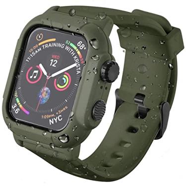 Imagem de PEIYUI Capa para Apple Watch série 3/2 de 42 mm, capa IP69 à prova d'água com design de proteção total, à prova de poeira, à prova de choque e neve, à prova d'água, para Apple Watch 42 mm Série 3 Série 2 (Verde militar, 42 mm)