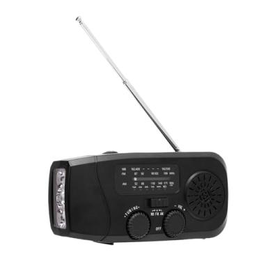 Imagem de ZJchao Rádio de Emergência Com Manivela Solar 2000mAh Bateria AM FM WB Rádio Meteorológico Com Lanterna LED Type C Carregamento para Acampamento Ao Ar Livre, Caminhada, Preto