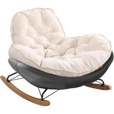 Imagem de Cadeira De Balanço Estofada Cadeira De Balanço De Veludo De Pele De Veado Cadeira De Braço Alto Com Encosto Alto Cadeiras De Acento De Balanço Modernas Cadeira Lateral Confortável Para Quar