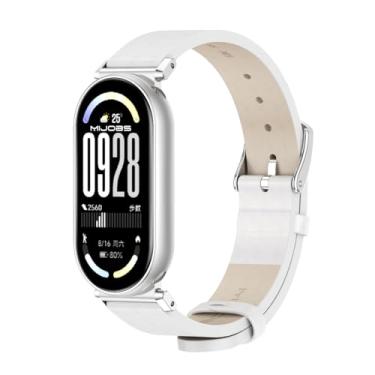Imagem de MIJOBS Pulseira de couro genuíno respirável para Xiaomi Mi Band 10/9/8, pulseira de substituição para Mi Fit Band 10 SmartWatch para mulheres e homens