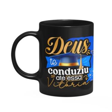 Imagem de JPS INFO, Caneca Formatura Black-blue - Deus te conduziu até a vitória