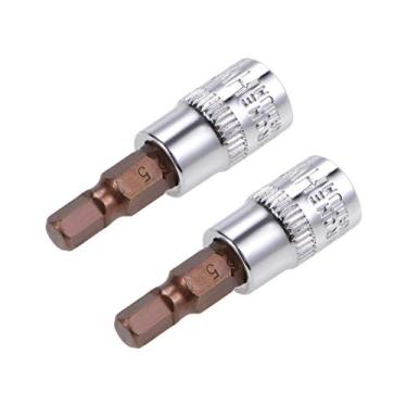 Imagem de 2 peças de 1/10.2 cm x soquete hexagonal H5 (5 mm), brocas de aço S2, soquetes CR-V, comprimento de 38 mm, uso com chave catraca, barra deslizante, haste de extensão