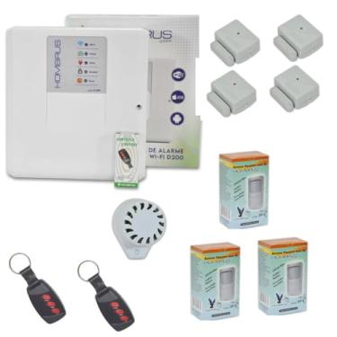 Imagem de Kit Alarme central WI-FI 7 sensores s fio Hombrus c bateria