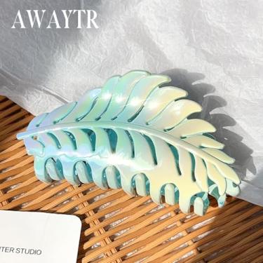 Imagem de Grampo de cabelo de folha gradiente colorido - acessório de cabelo elegante e cativante para mulheres (azul gradiente)