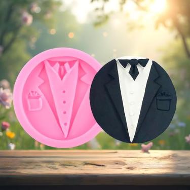 Imagem de Groom Suit Molde de silicone moldes de fondant de casamento para decoração de bolos, enfeite de cupcake, pasta de goma de chocolate, argila de polímero