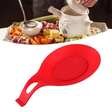 Imagem de Generic Suporte de Colher de Silicone, Durável Prático Anti Deformação Silicone Utensílio de Cozinha Resto à Prova de Alta Temperatura Versátil para Cozinha Em Casa (Vermelho)