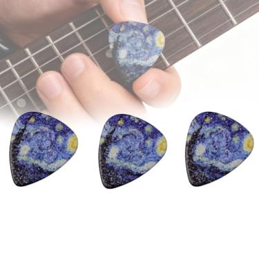 Imagem de Pacote Com 3 Palhetas Para Instrumentos AcúSticos Acoustic,PadrãO De Aquarela, 0,46/0,71/0,96 mm, 3 Espessuras Diferentes Para AcúStico, EléTrico E Baixo