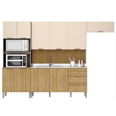 Imagem de Cozinha Balcao Pia Glam Freijo Vanilla Cp Ripado Freijo Ktp - Kit's Pa