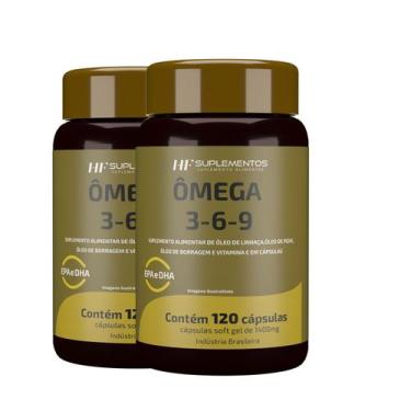 Imagem de 2x OMEGA 3 6 9 PEIXE BORRAGEM E LINHACA HF SUPLEMENTOS 120CAPS - HF SU