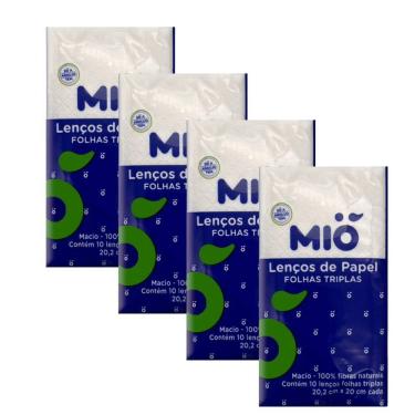 Imagem de Kit 4 Lenço de Papel Mió de Bolso Folhas Tripla 10 Unidades