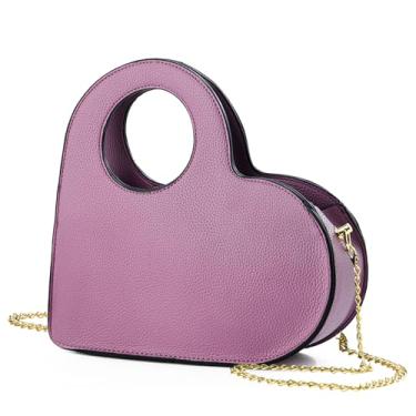 Imagem de KURGOOL Bolsa de mão e bolsa de mão, bolsa transversal pequena com corrente dourada, presentes de aniversário para mulheres, mãe, irmã, Roxo doce