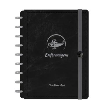 Imagem de Caderno De Disco Iscool Inteligente Personalizado 80 Folhas Profissões Preto Prata Enfermagem Médio M