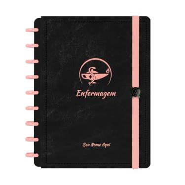Imagem de Caderno De Disco Iscool Inteligente Personalizado 80 Folhas Profissões Preto Rosê Enfermagem Médio M